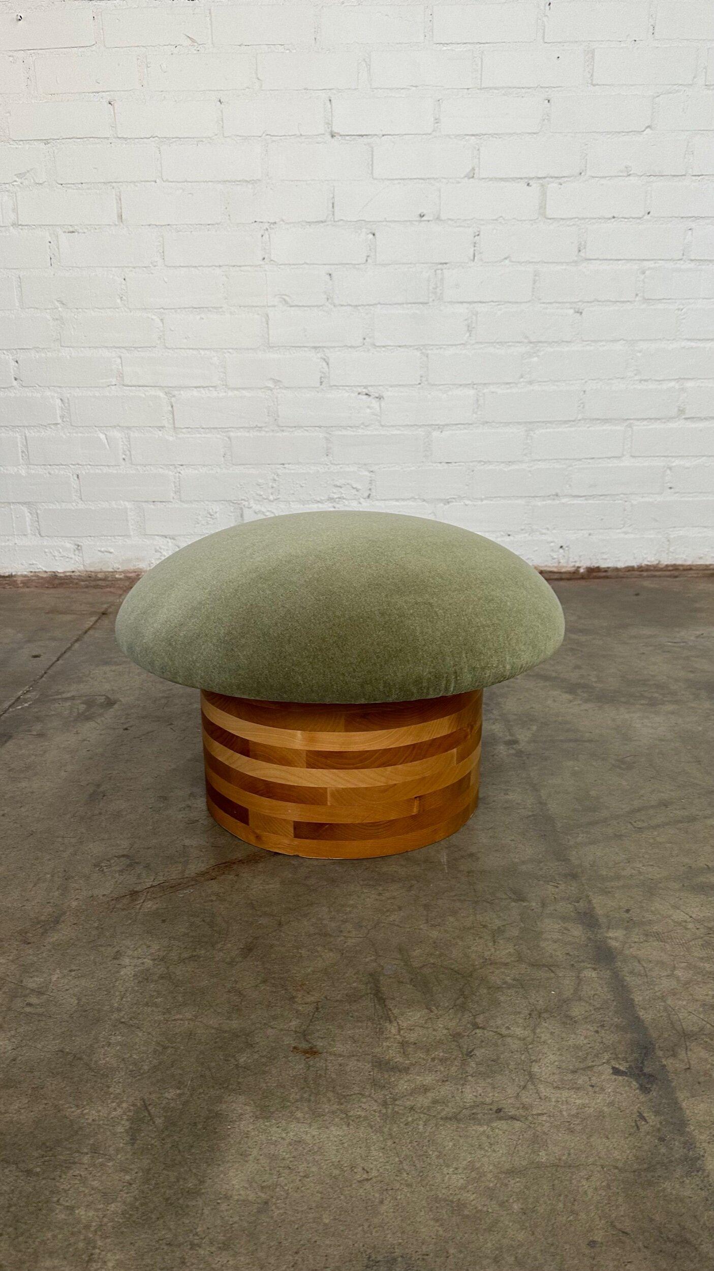 W23 D23 H16

Handcrafted in house our new Miel Mushroom features a heavy solid honey colored wood base. Item is custom made to your specifications, fabric and dimensions can all be changed.