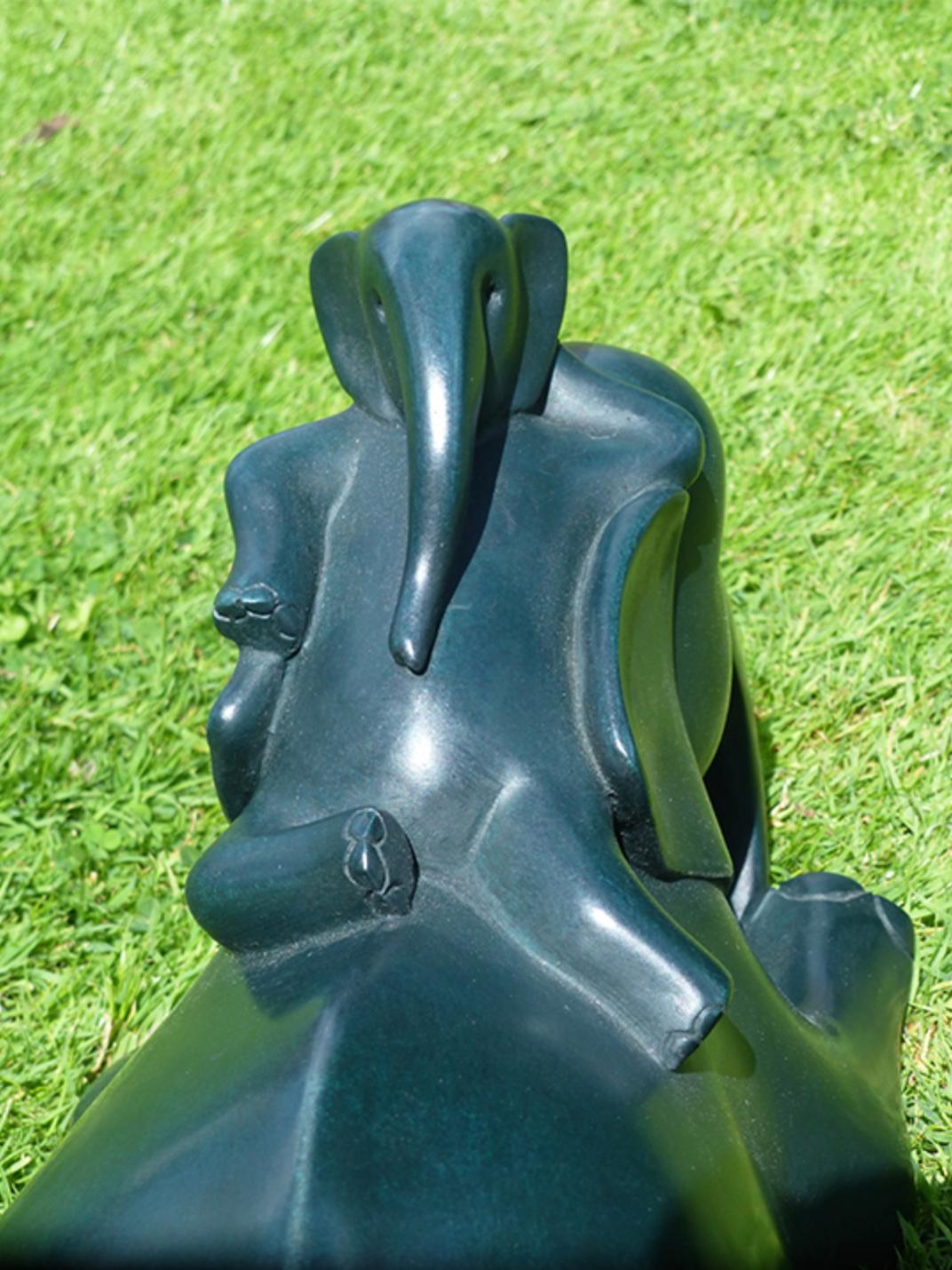 ''Between the Ears'', Contemporary Bronze Sculpture of Mother and Baby Elephant For Sale 9