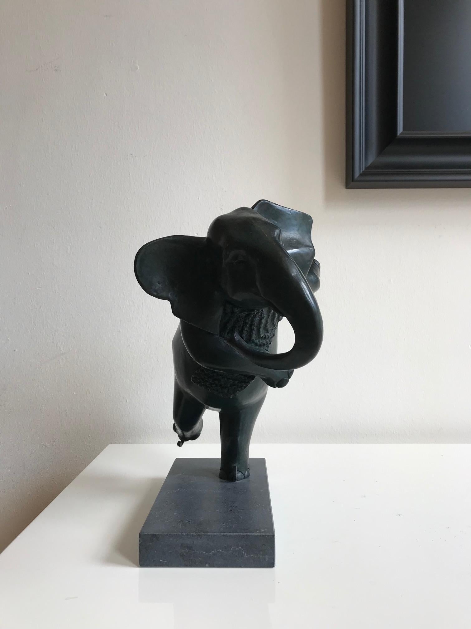 ''Ice Skating Elephant'', Contemporary Bronze Sculpture Portrait of an Elephant 5