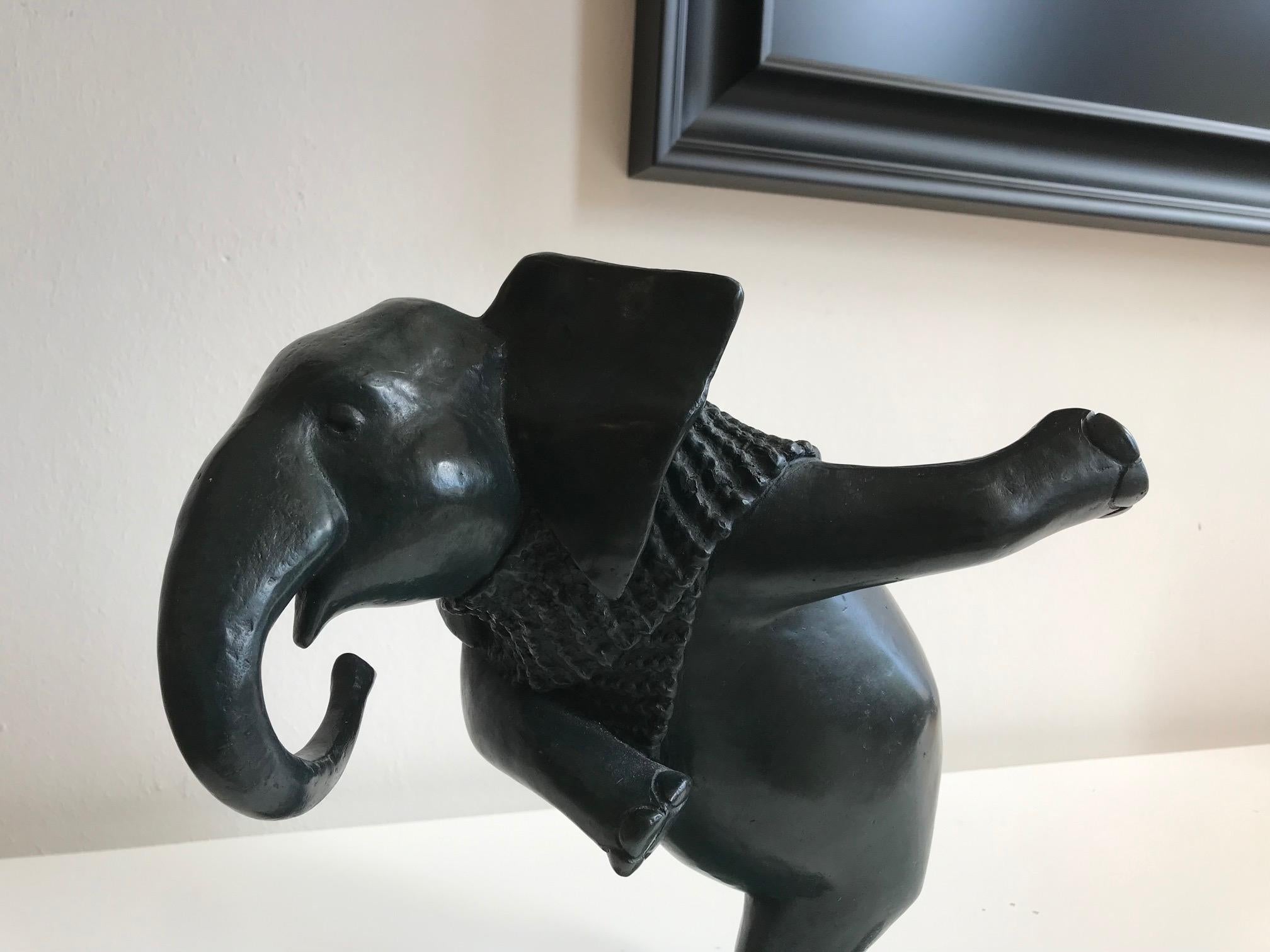 ''Ice Skating Elephant'', Contemporary Bronze Sculpture Portrait of an Elephant 3