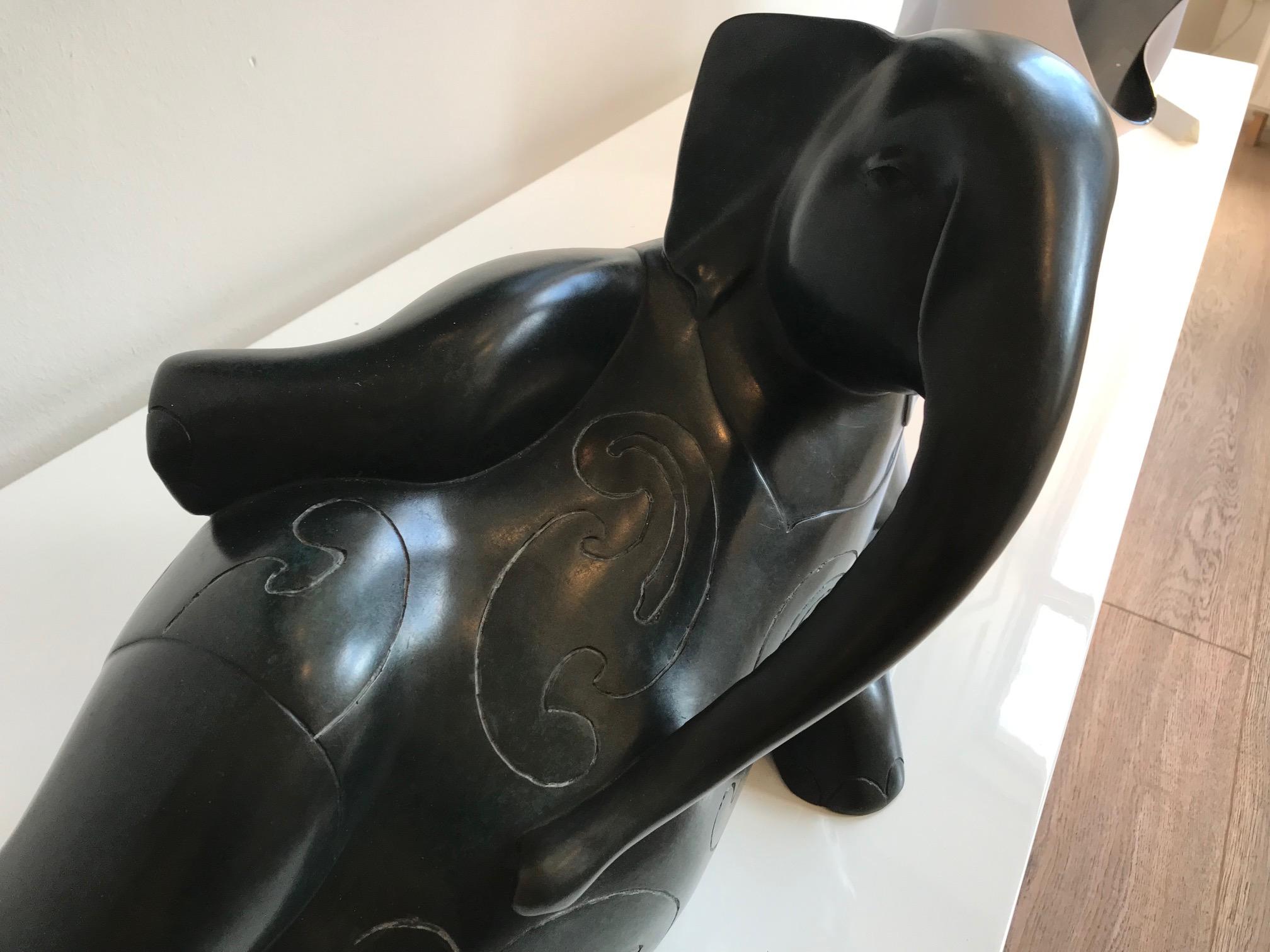 ''La Baigneuse'', Contemporary Bronze Sculpture of an Elephant Sunbathing For Sale 2