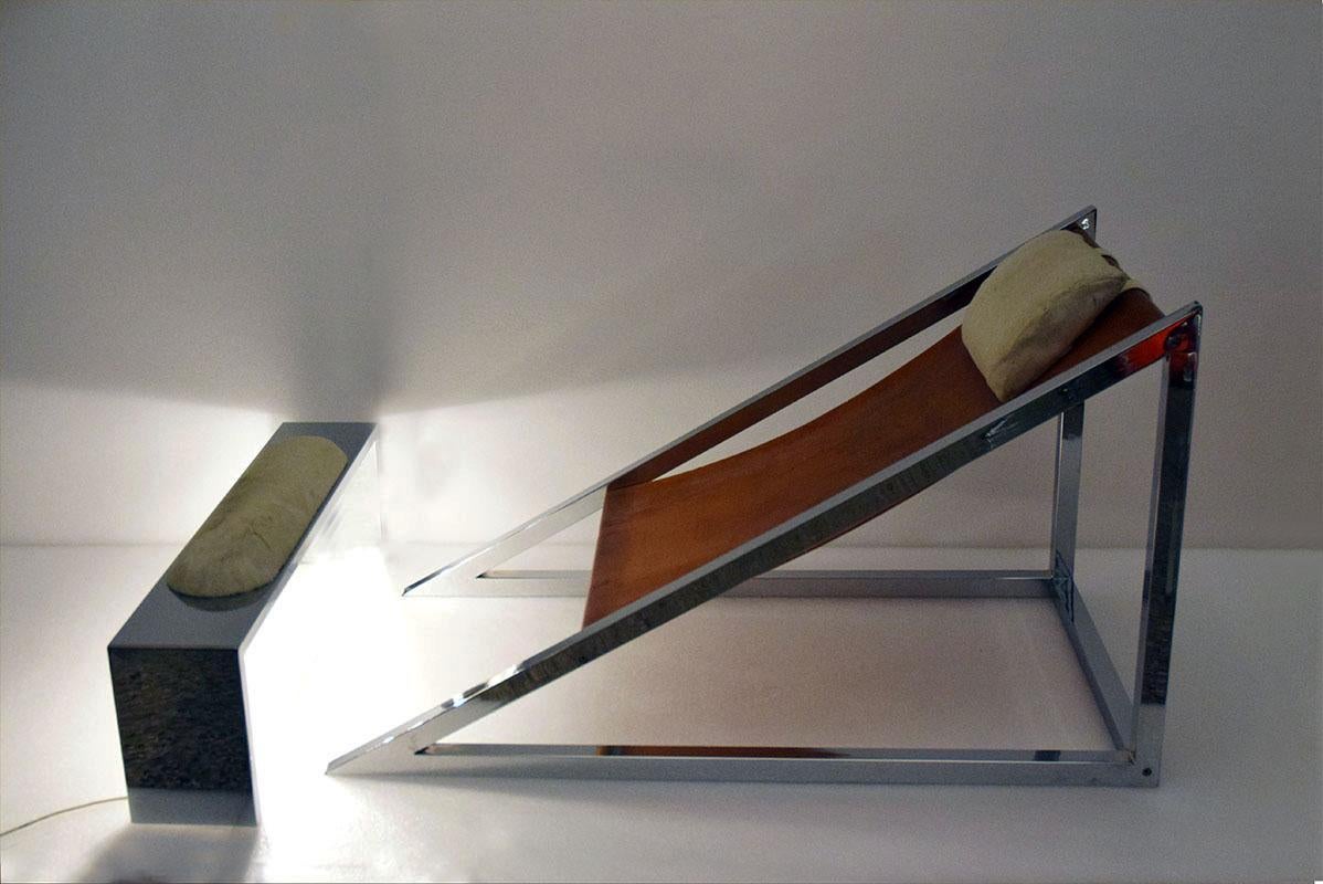 Fauteuil Mies avec pouf conçu par Archizoom pour Poltronova, années 1960 en vente 7