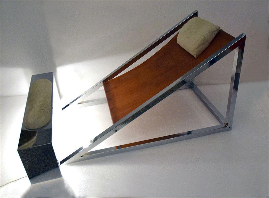 Italian Mies Armchair with Ottoman Designed by Archizoom for Poltronova, 1960s For Sale