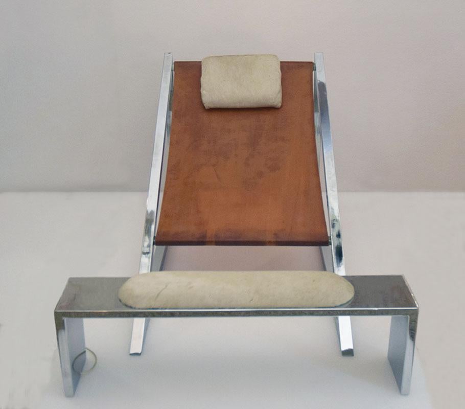 Mid-20th Century Mies Armchair with Ottoman Designed by Archizoom for Poltronova, 1960s For Sale