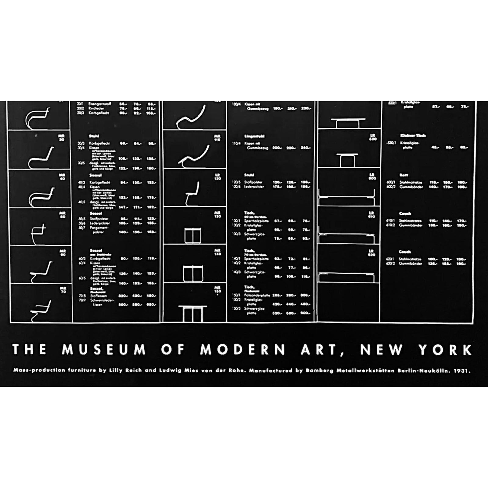 Cartel original de 1996 de la exposición Mies Van Der Rohe Furniture Blueprint en Bueno estado para la venta en St.Petersburg, FL