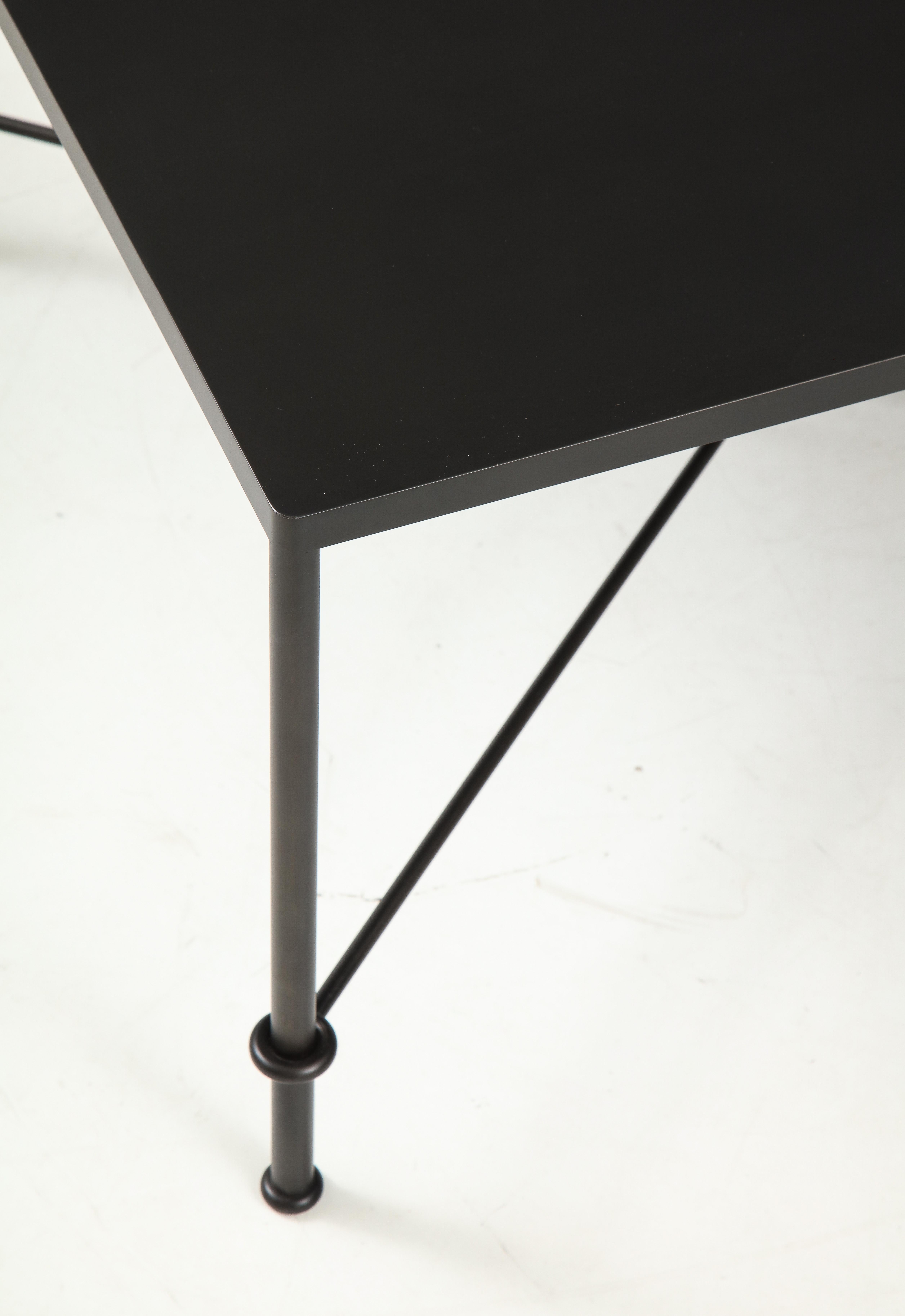 Contemporary ‘Mies’ Handmade Leather and Iron Coffee Table by Lance Thompson, Made to Order