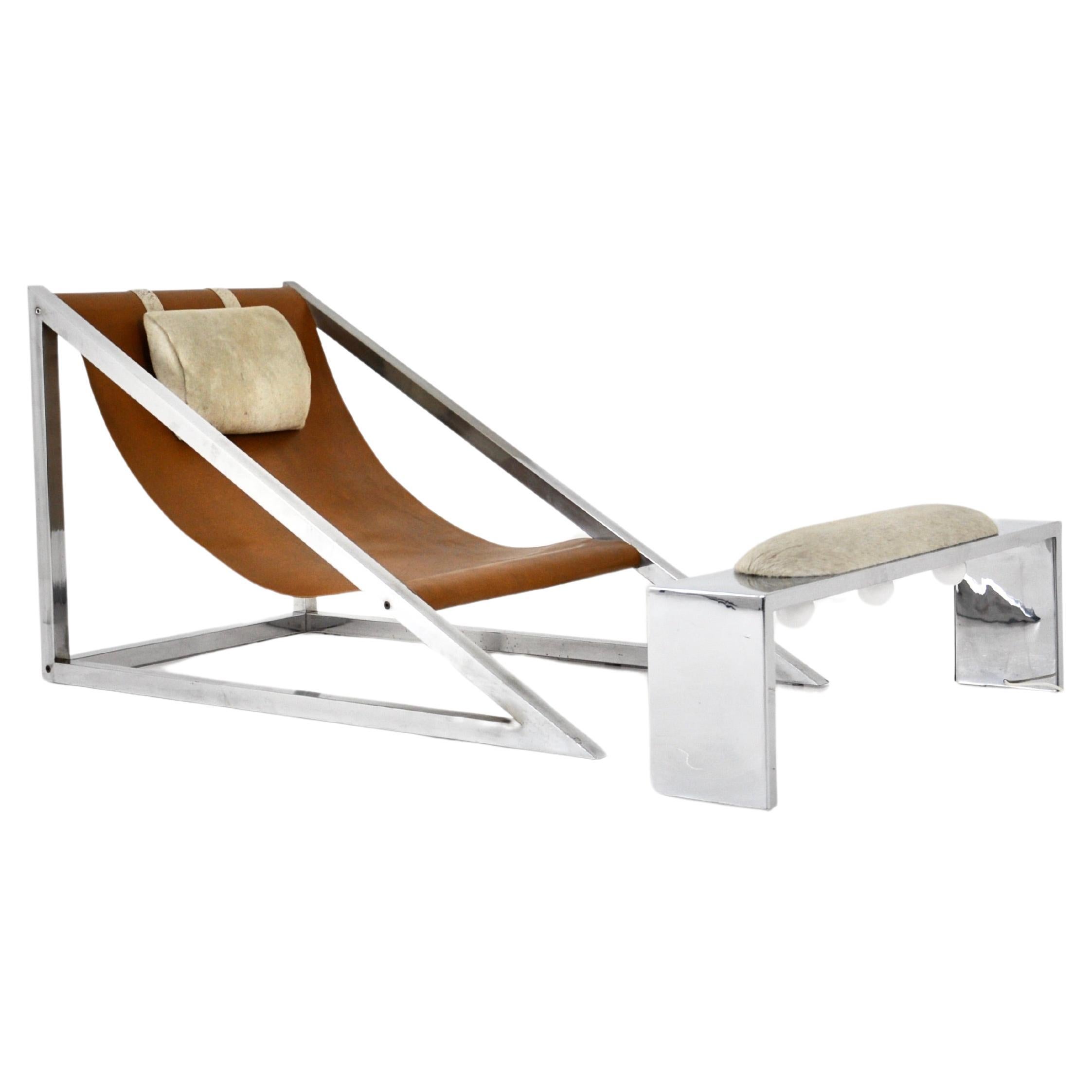 "Mies" Lounge chair with Ottoman by Archizoom Associati, 1960s  For Sale