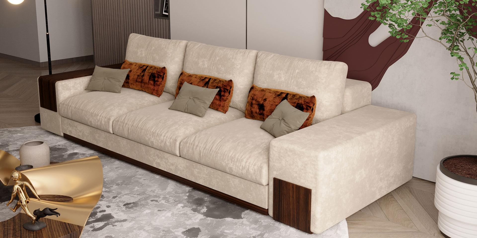 Velvet Mies Modular LT01 Sofa by Alma De Luce For Sale