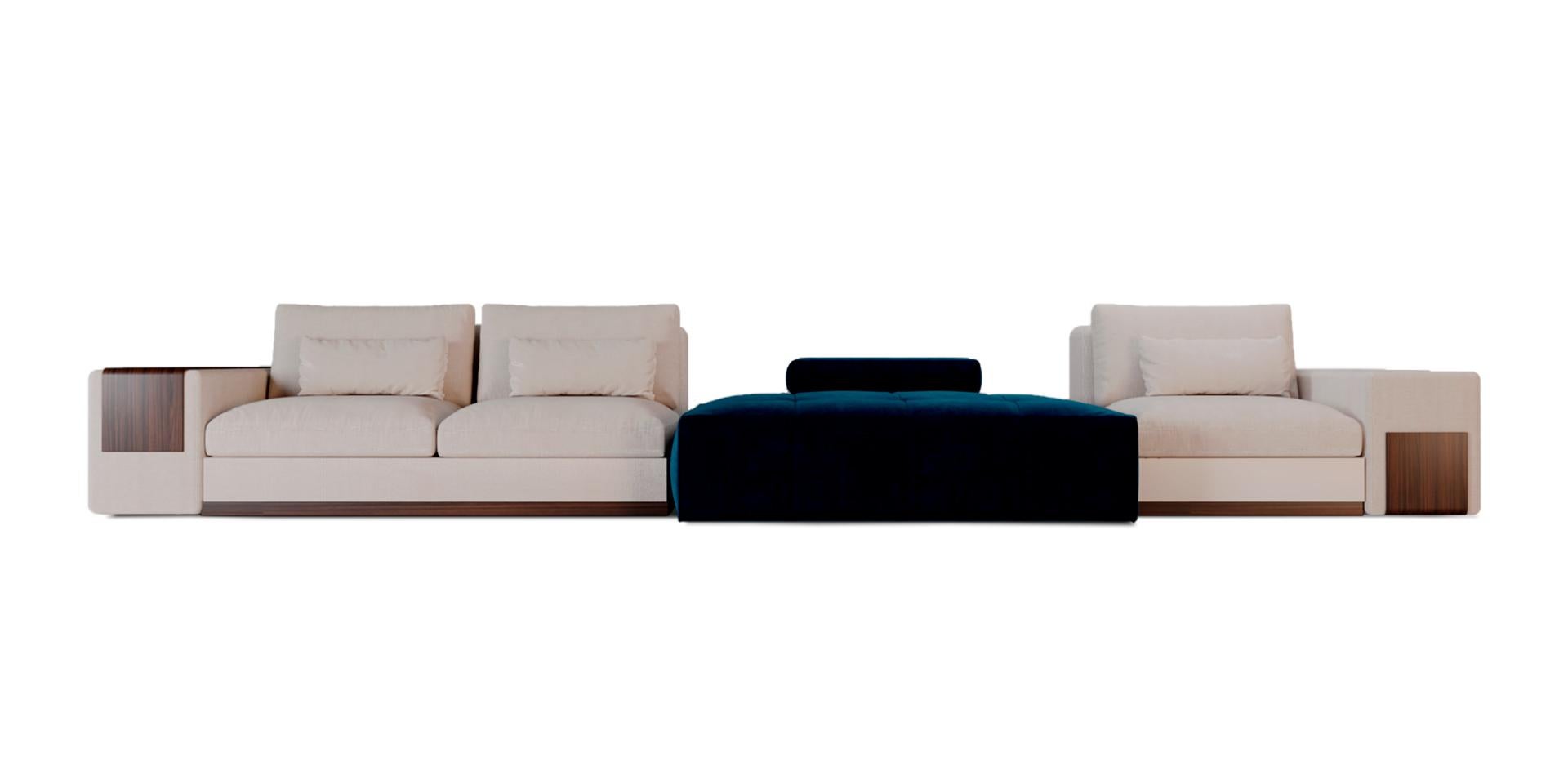 Hand-Crafted Mies Modular LT03 Sofa by Alma De Luce For Sale