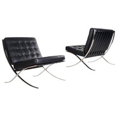 Vintage Mies Van Der Rohe 1929 Barcelona Chair for Knoll International, Black
