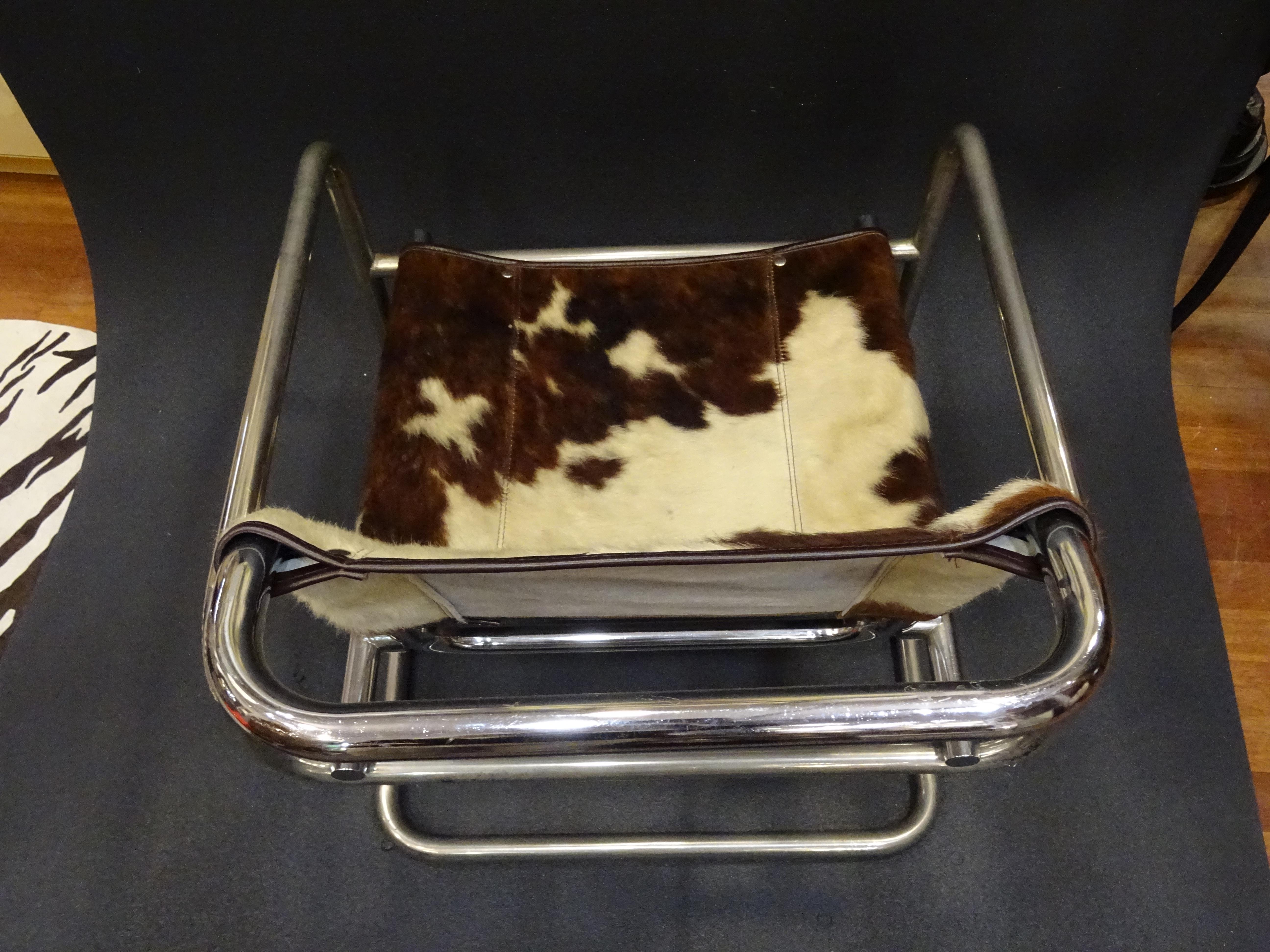 Mies Van Der Rohe 1970s Armchair, Cowhide and Polished Steel 4