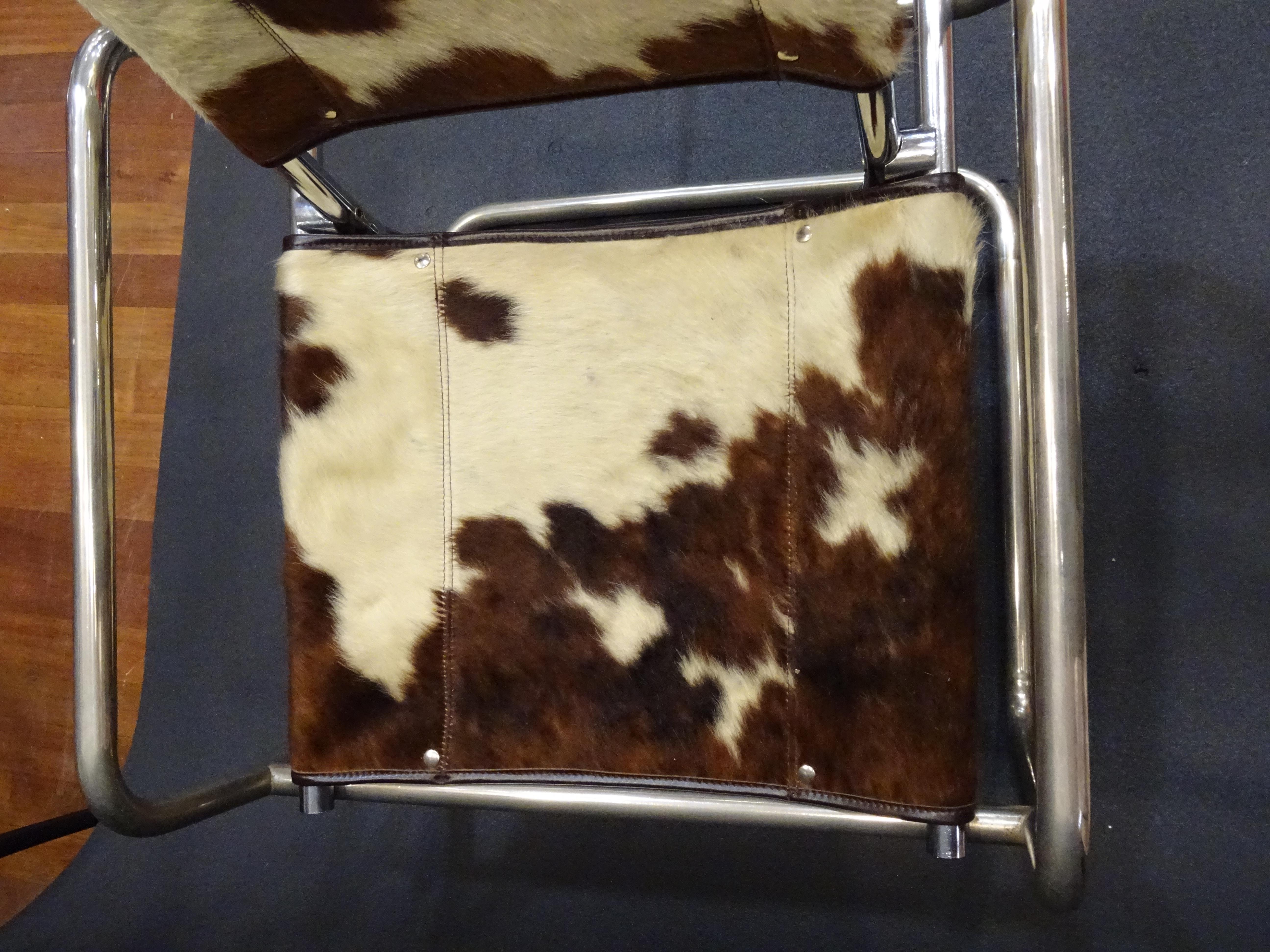 Mies Van Der Rohe 1970s Armchair, Cowhide and Polished Steel 5