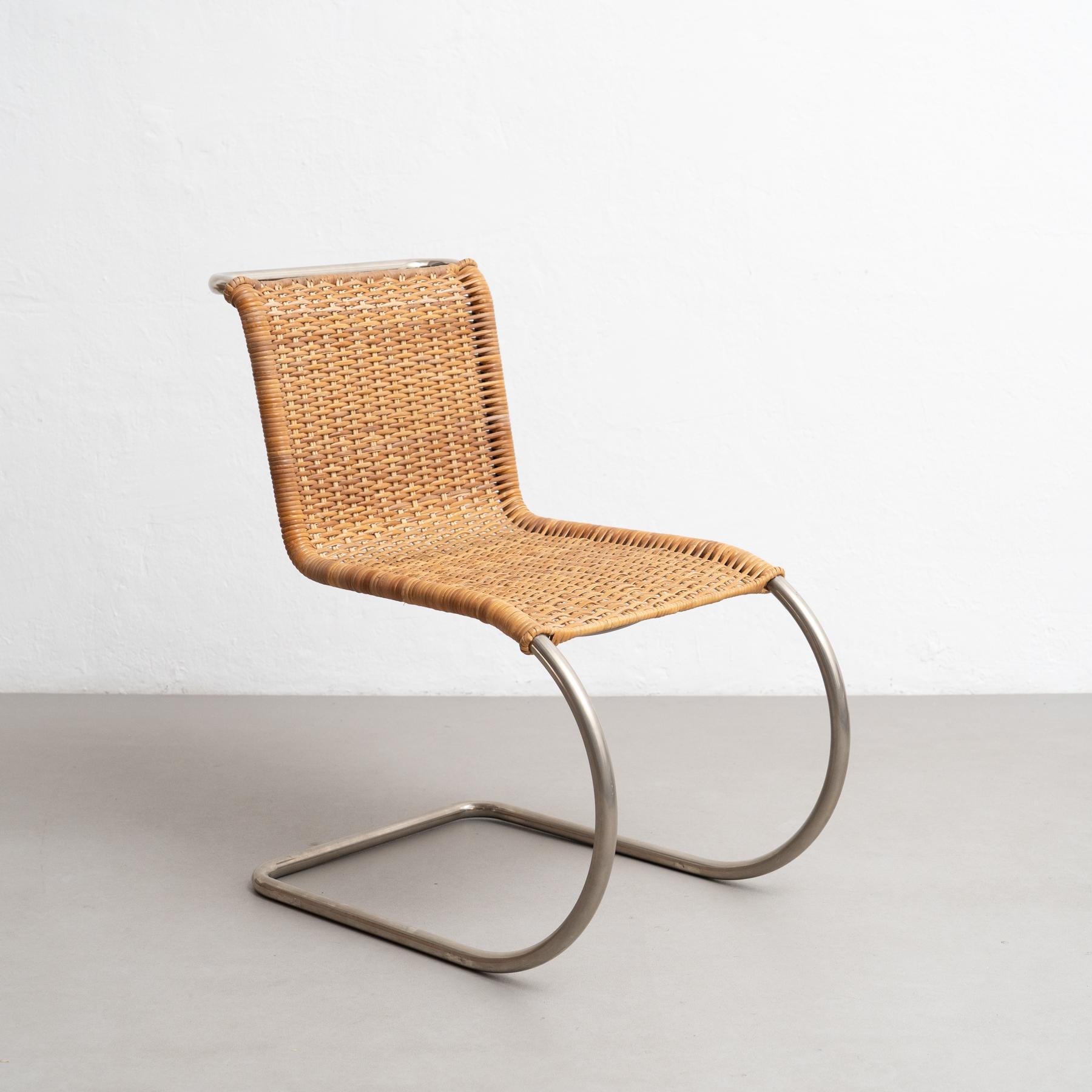 This MR10 chair designed by Ludwig Mies van der Rohe in 1927 is a true masterpiece of modern design. Manufactured by Tecta in Germany circa 1960, these chair are a testament to the enduring popularity of Mies van der Rohe's innovative and timeless