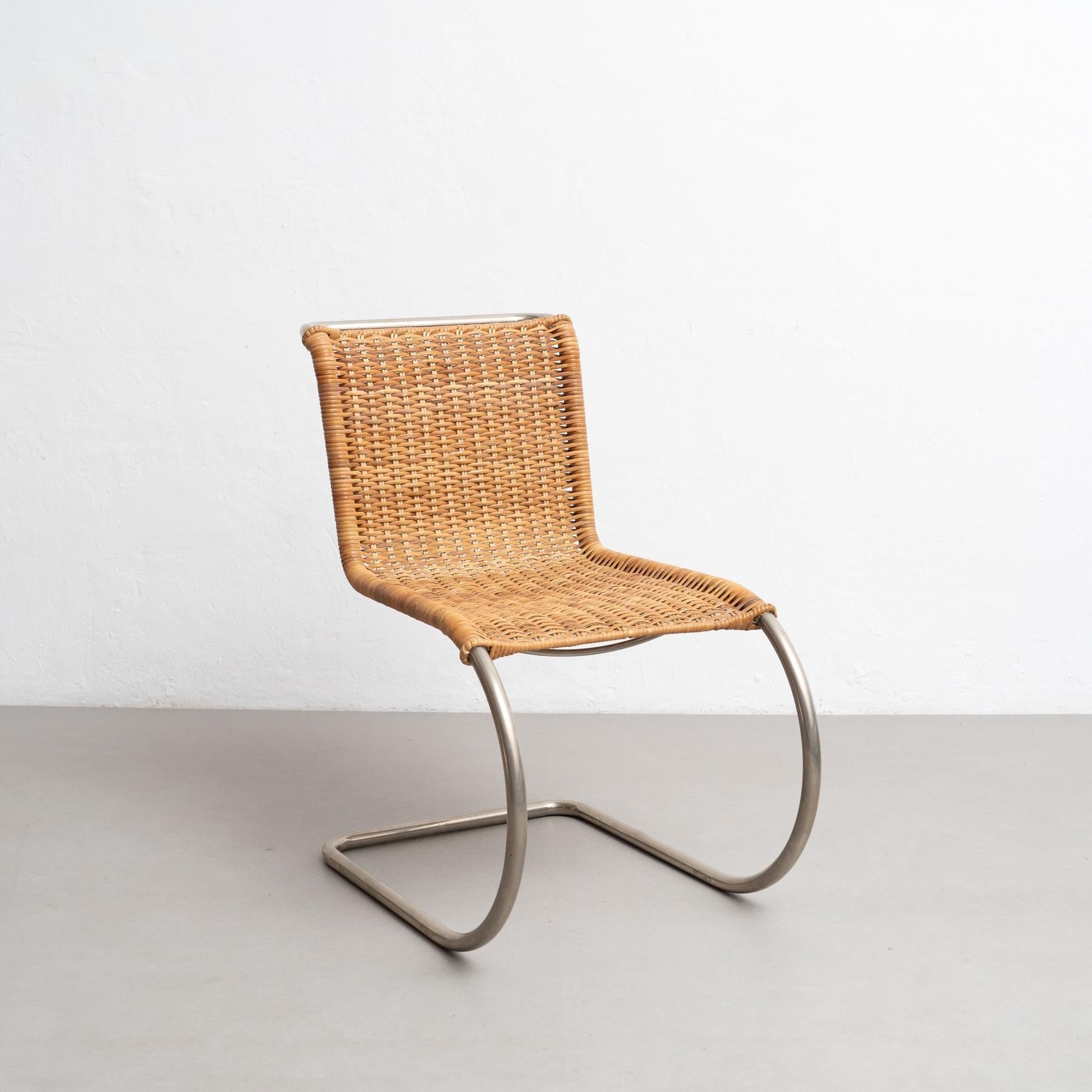 This MR10 chair designed by Ludwig Mies van der Rohe in 1927 is a true masterpiece of modern design. Manufactured by Tecta in Germany circa 1960, these chair are a testament to the enduring popularity of Mies van der Rohe's innovative and timeless