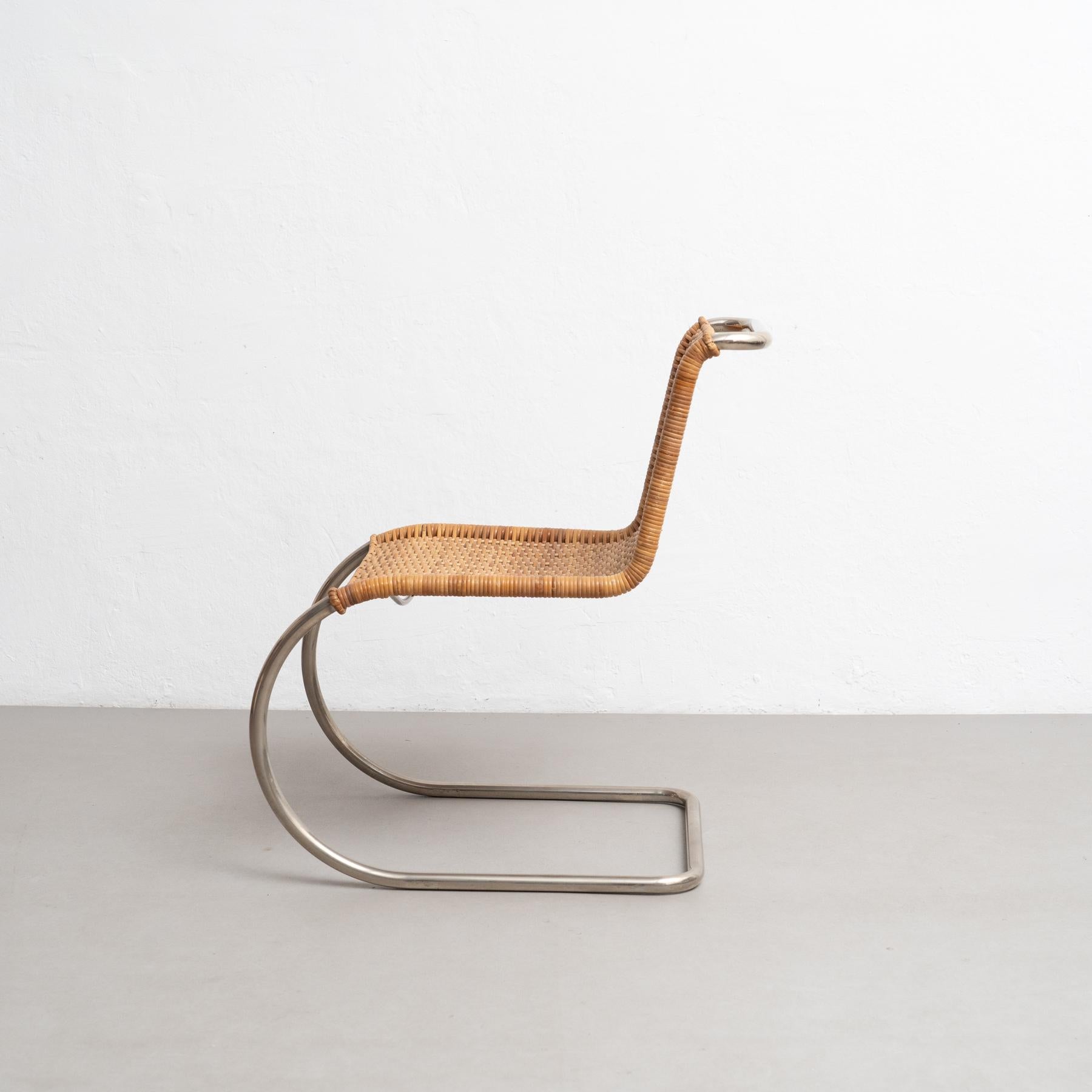 Steel Mies Van Der Rohe B42 Rattan Easy Chair by Tecta, circa 1960 For Sale