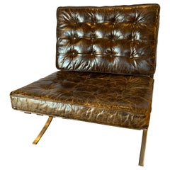 Mies van der Rohe Barcelona Chair in Crackled Brown Leather