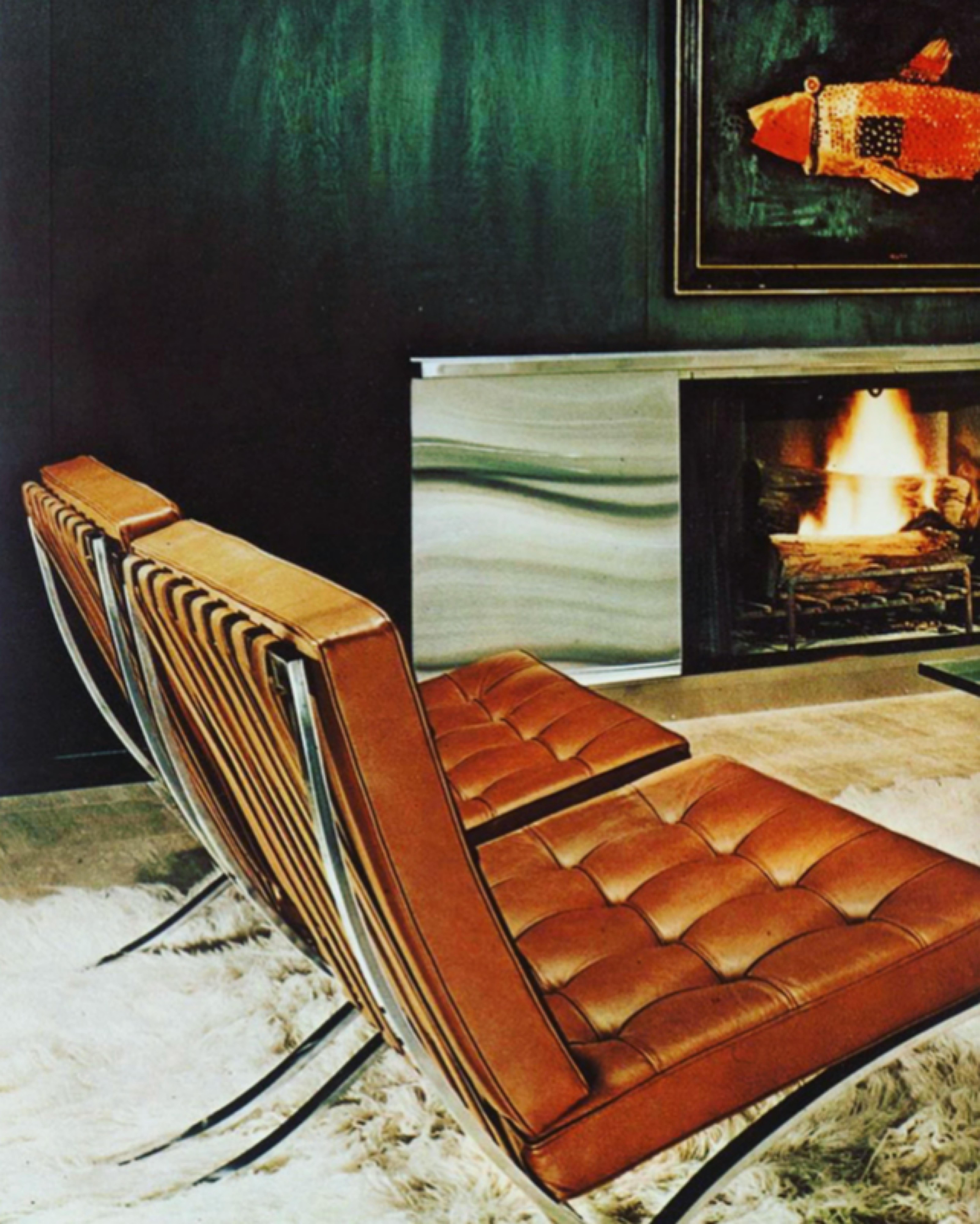 International Style Mies van der Rohe Barcelona Chairs & Ottoman for Knoll International, circa 1974