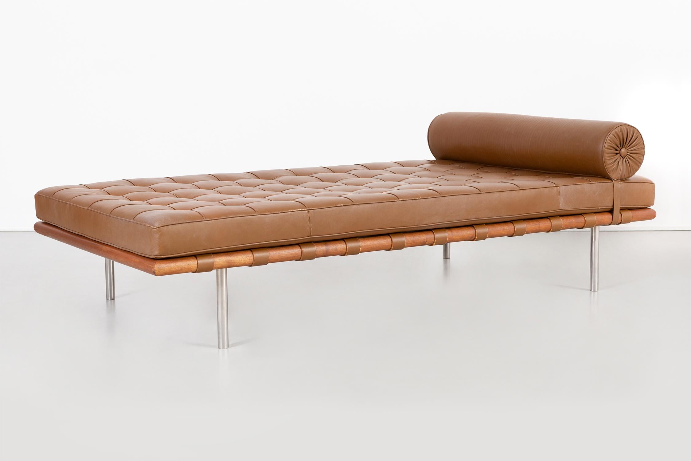 Barcelona couch 

designed by Mies Van Der Rohe

USA, circa 1971

leather + walnut + polished stainless steel

original leather reconditioned in excellent condition with new foam

retains the original Knoll label dated 1971

A portion of