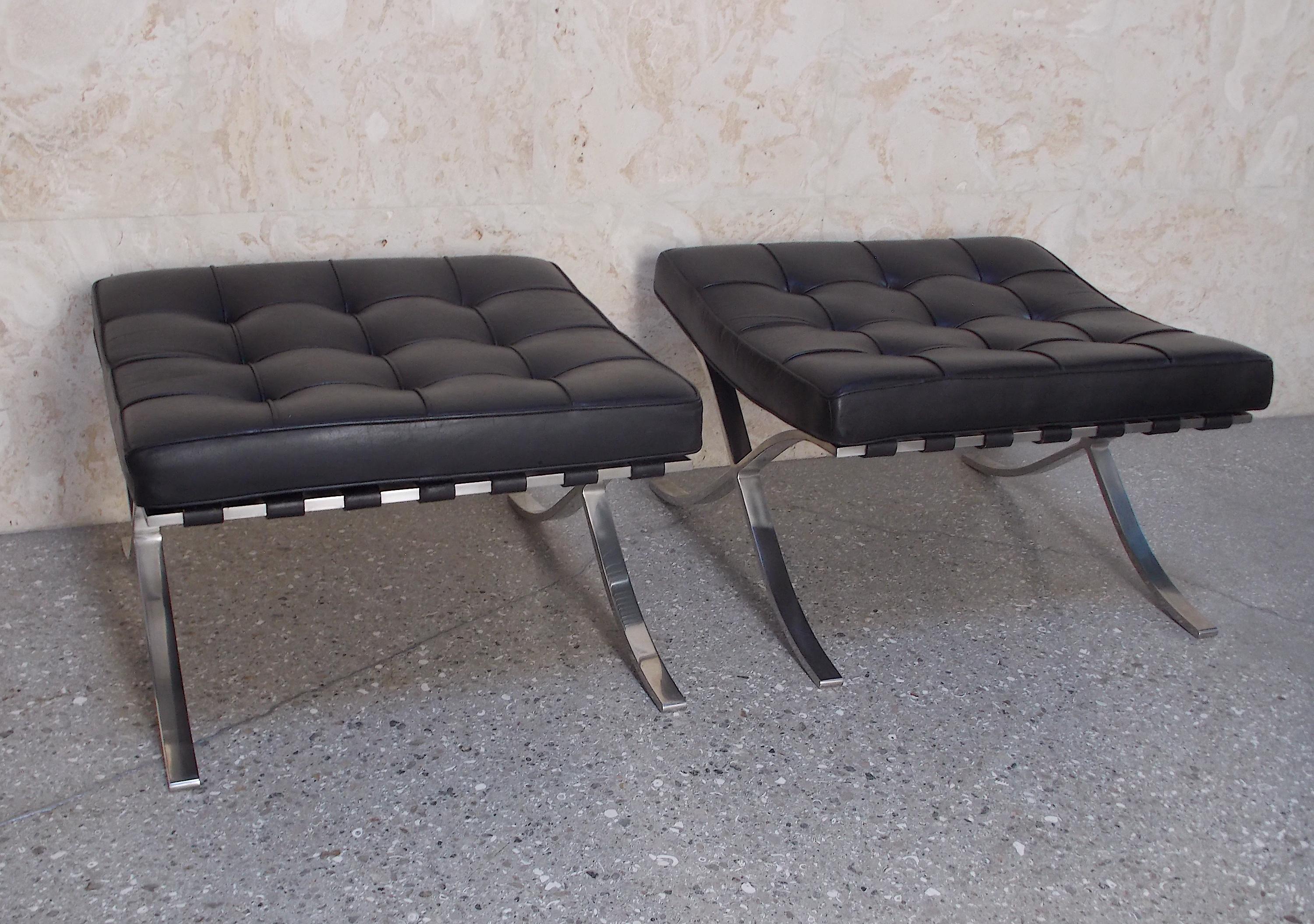 Pair of Barcelona Ottomans/ Stools manufactered by Knoll.
