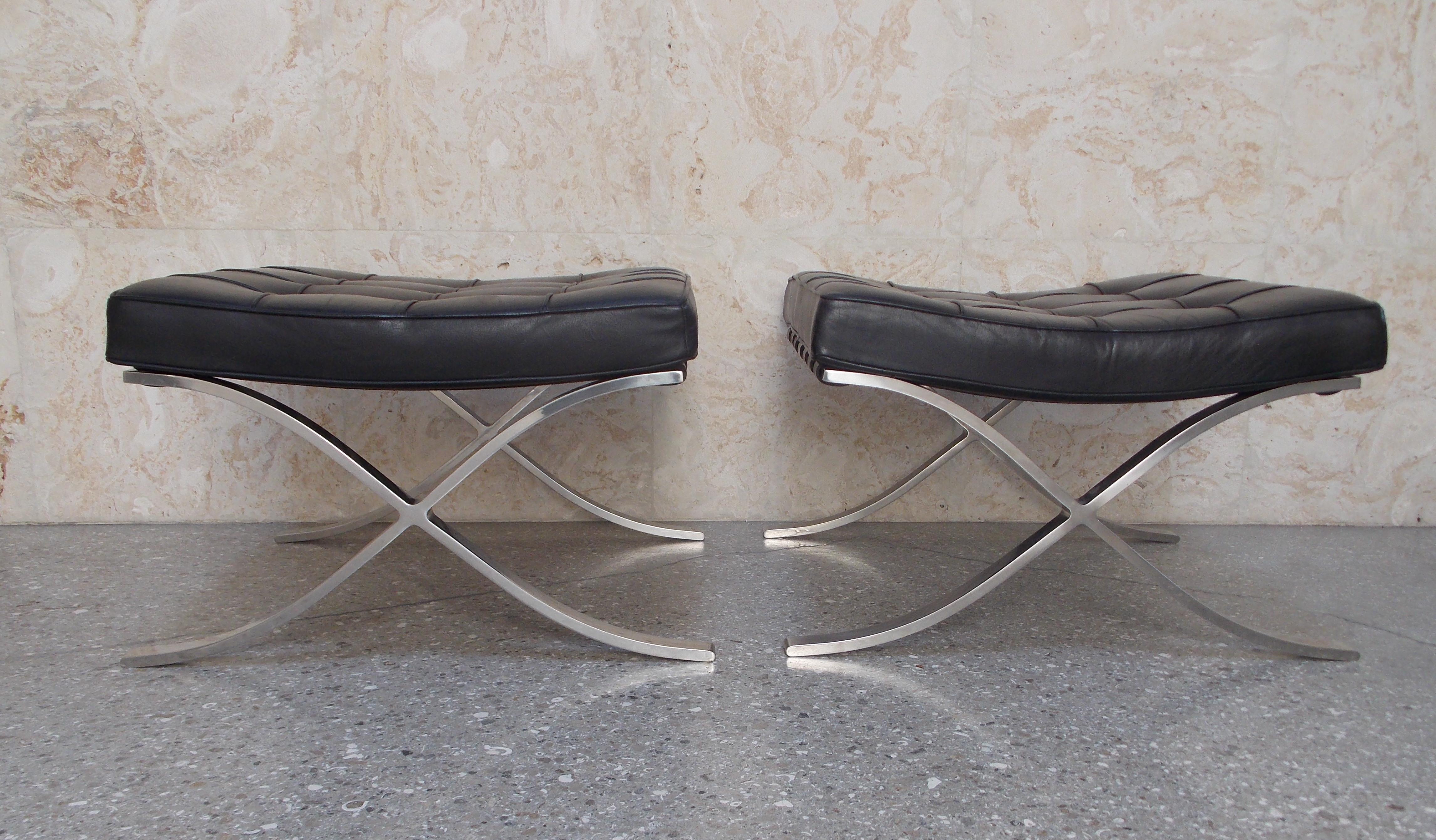 Mies van der Rohe Barcelona Ottomans/Stools by Knoll In Good Condition For Sale In West Palm Beach, FL