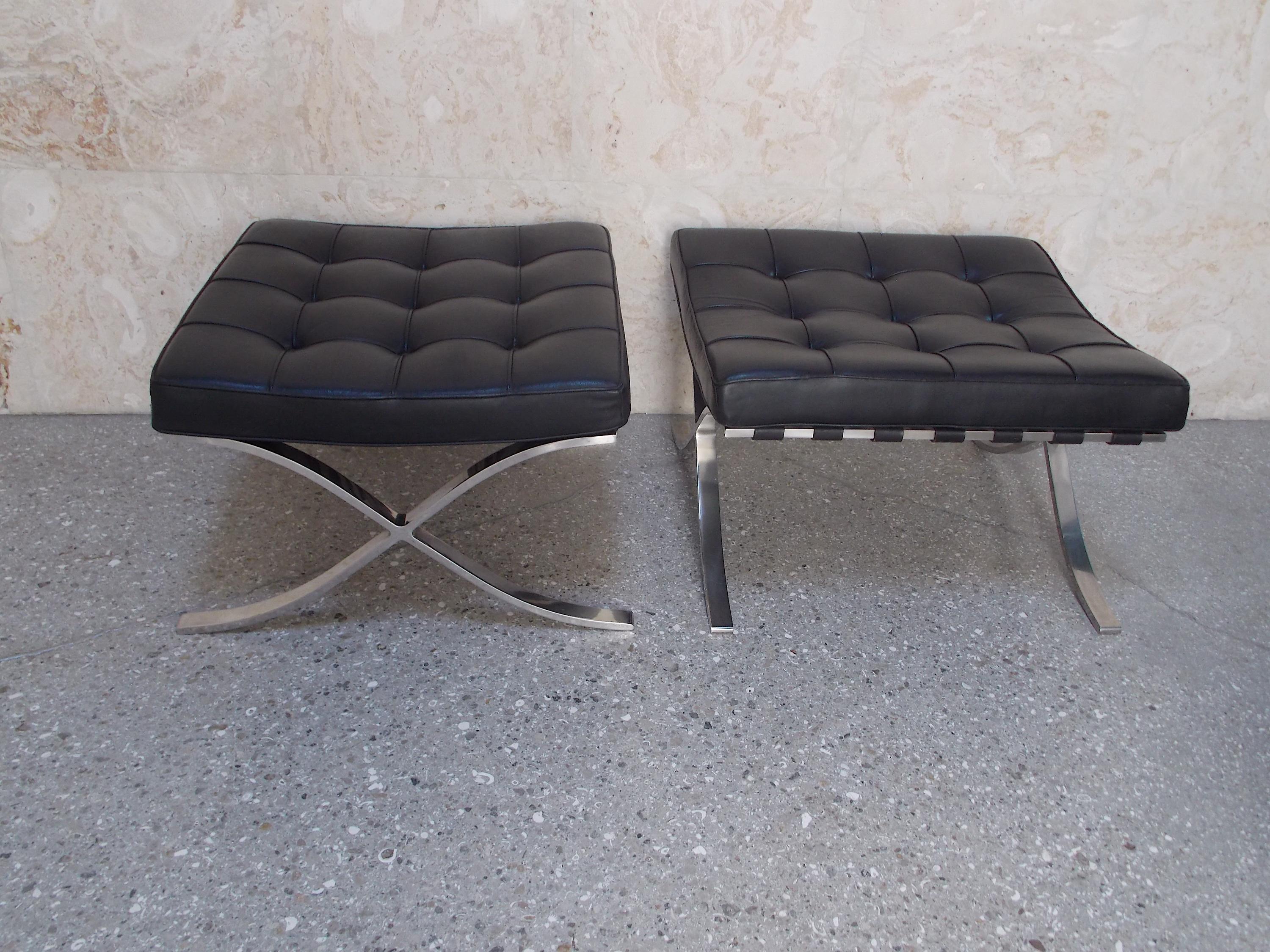 Late 20th Century Mies van der Rohe Barcelona Ottomans/Stools by Knoll For Sale