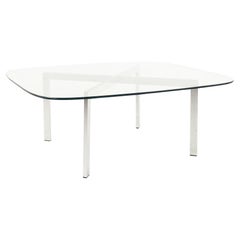 Used Mies Van Der Rohe Barcelona Style Mid Century Chrome and Glass Coffee Table