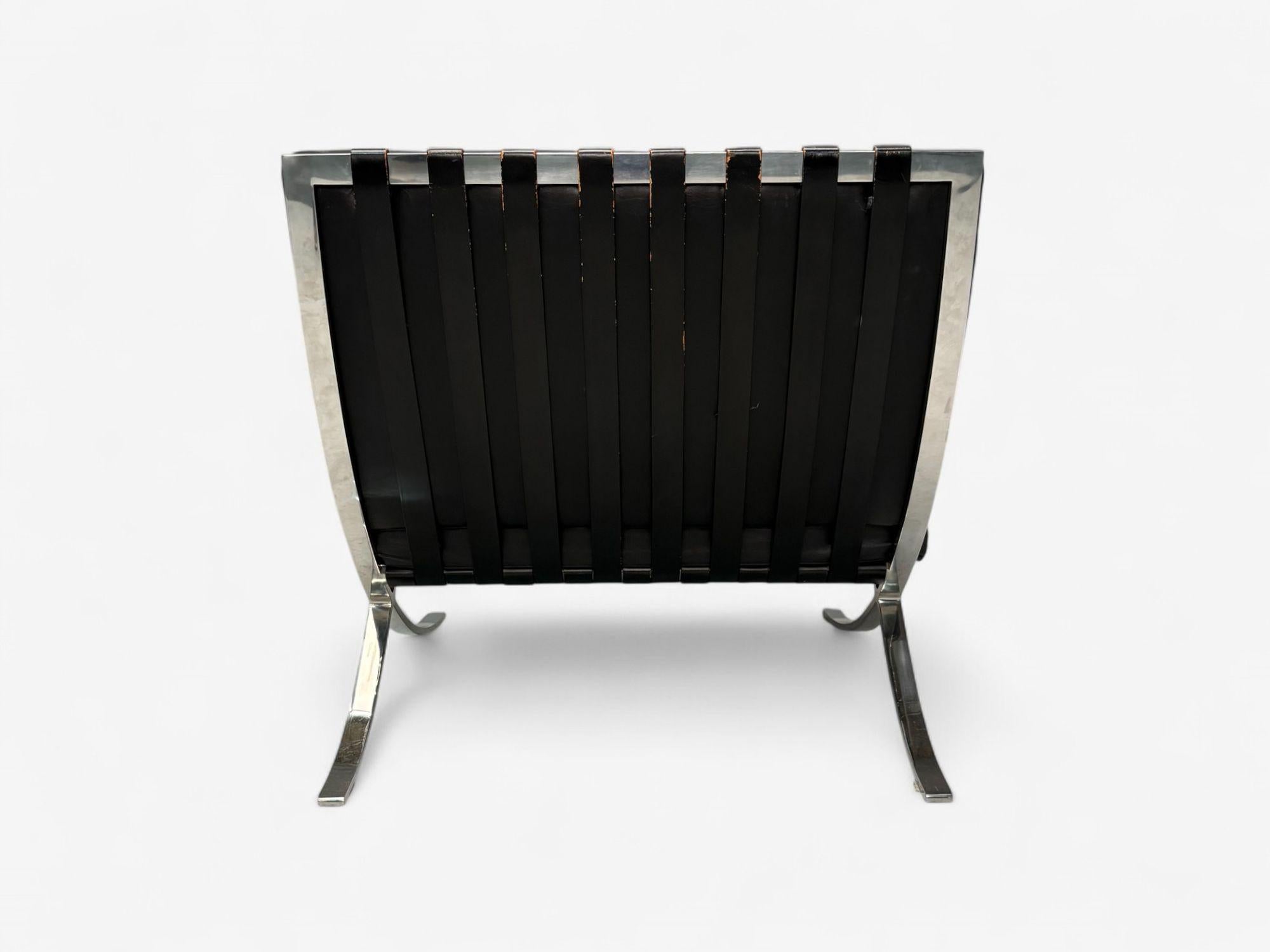 Mies van der Rohe, Black Leather, Chrome, Early Barcelona Chairs, USA, 1960s For Sale 6