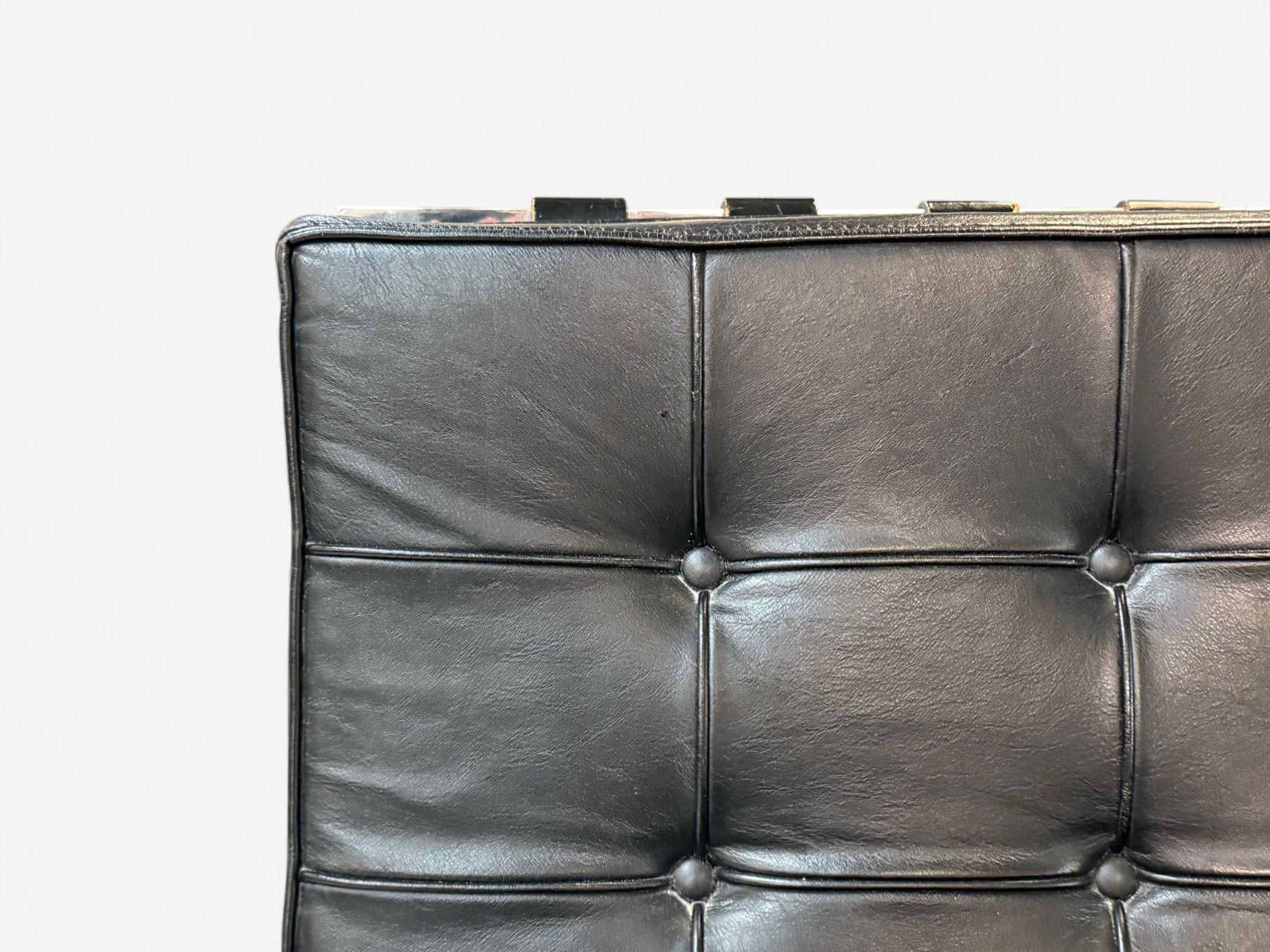 Mies van der Rohe, Black Leather, Chrome, Early Barcelona Chairs, USA, 1960s For Sale 1