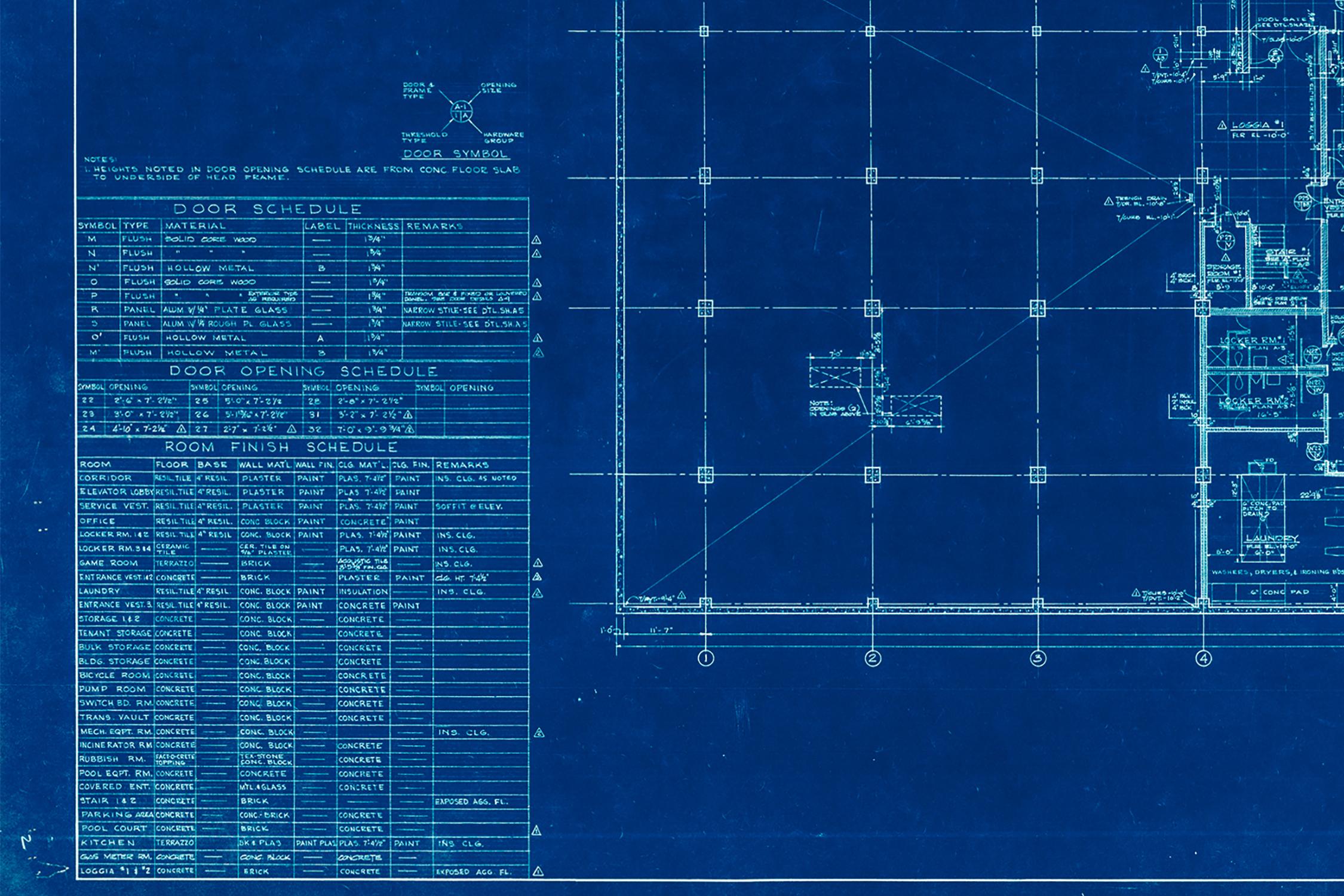 American Mies van der Rohe Blueprint, 4000 N. Charles Baltimore, 1964, Lower Levels For Sale