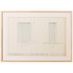 Used Mies van der Rohe Blueprint, One Charles Center, Baltimore 1961, Elevations 
