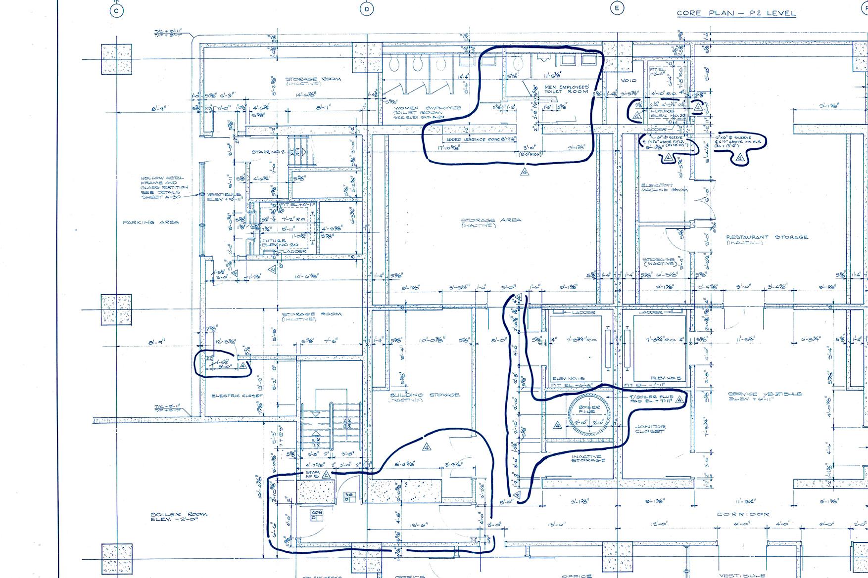 Bauhaus Mies van der Rohe Blueprint, One Illinois Center 111 E. Wacker Chicago, 1968 For Sale