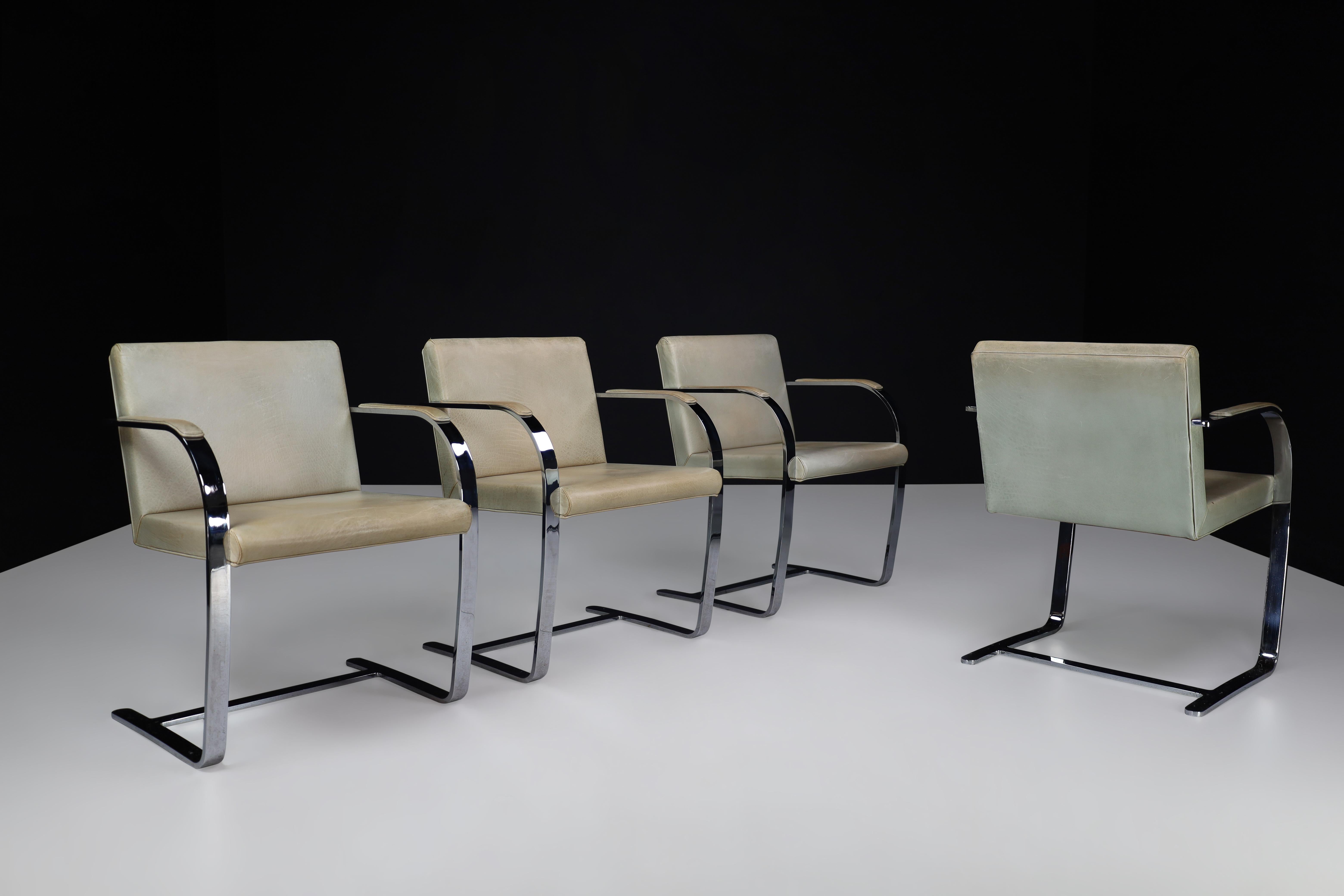 Bauhaus Mies Van Der Rohe Brno Armchairs in Leather and Chrome For Sale