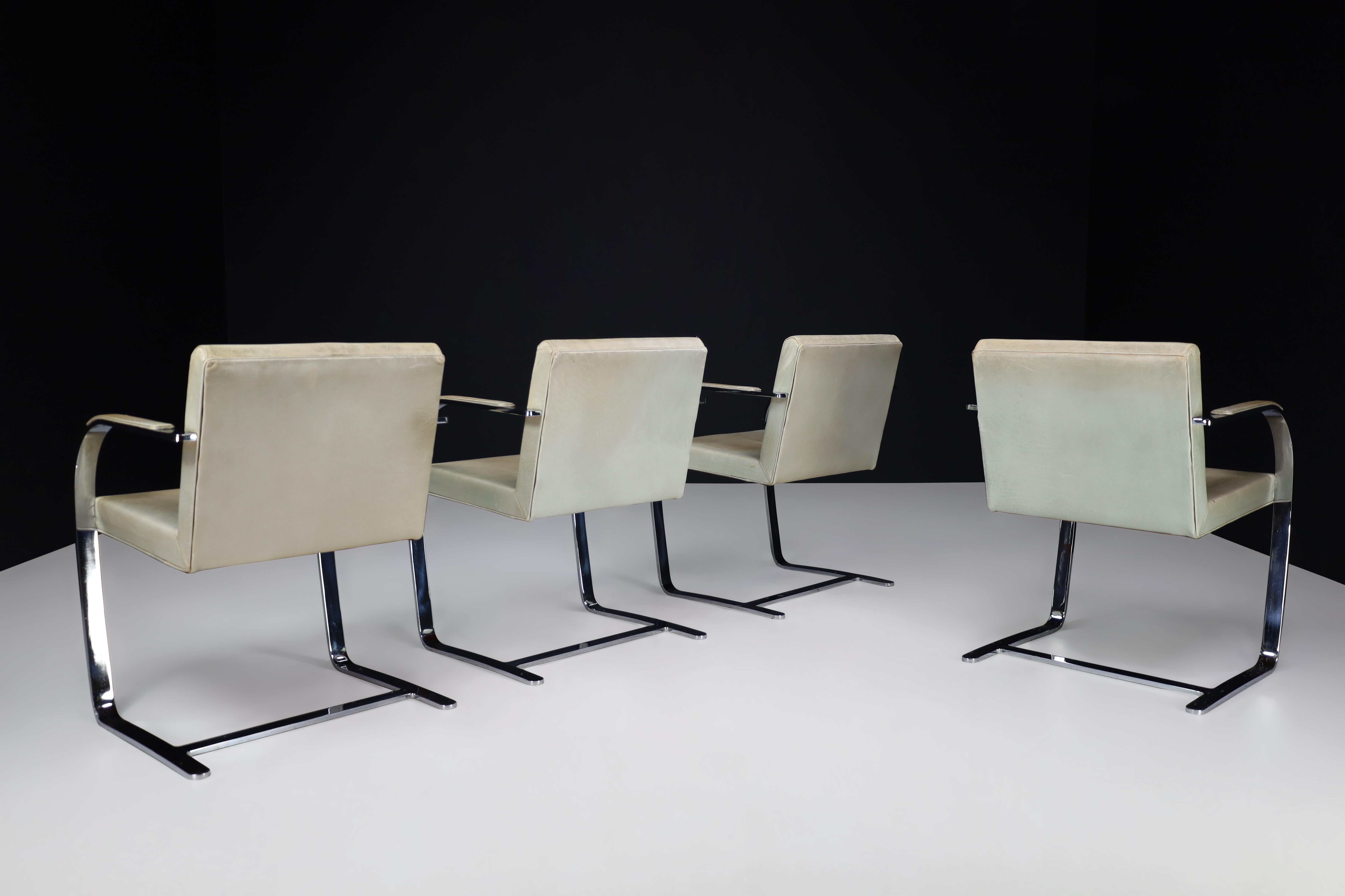 American Mies Van Der Rohe Brno Armchairs in Leather and Chrome For Sale