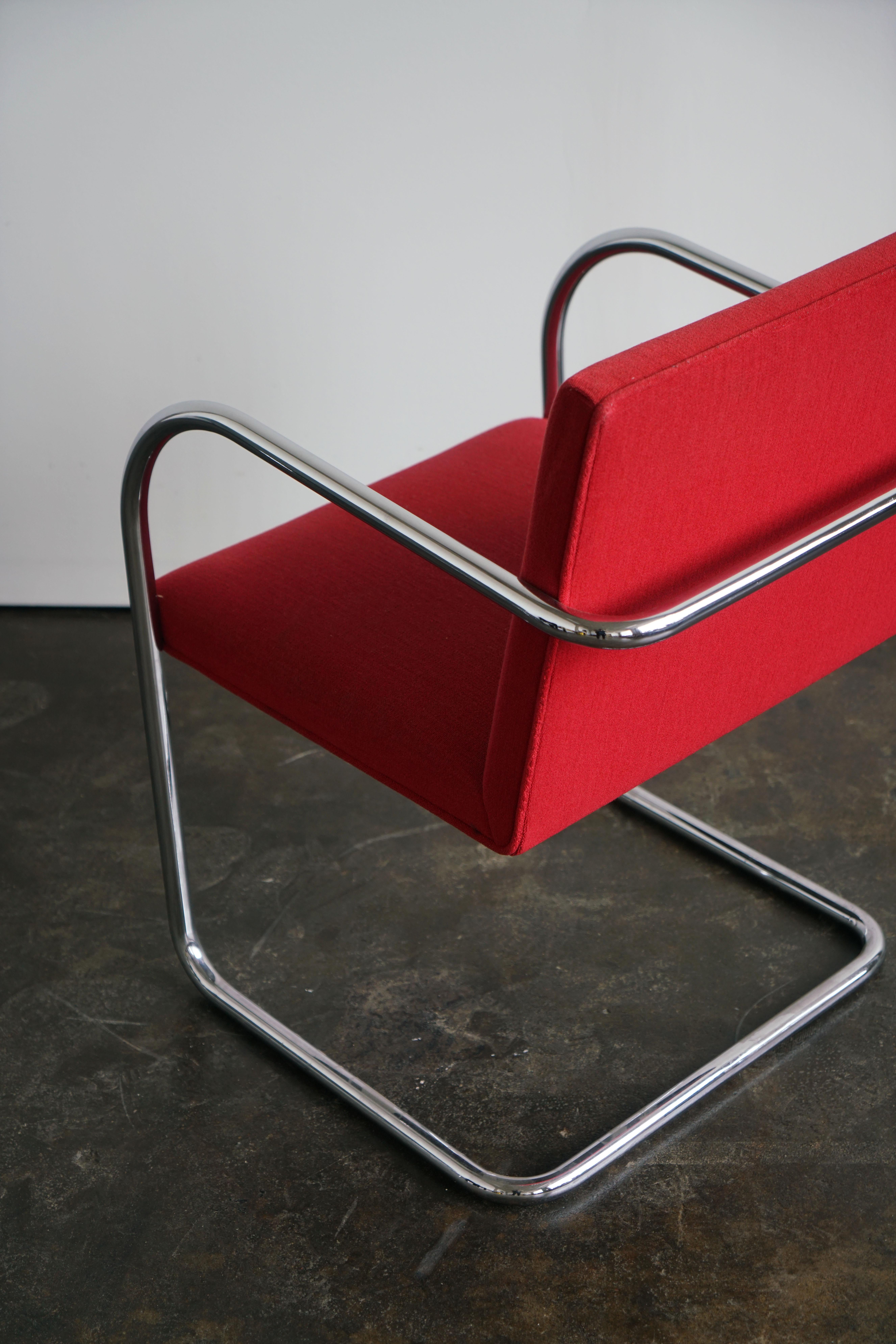 Mies Van Der Rohe Brno-Stühle für Knoll in Rot, 4er-Set 1