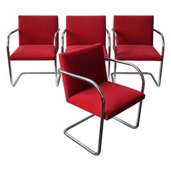 Mies Van Der Rohe Brno-Stühle für Knoll in Rot, 4er-Set