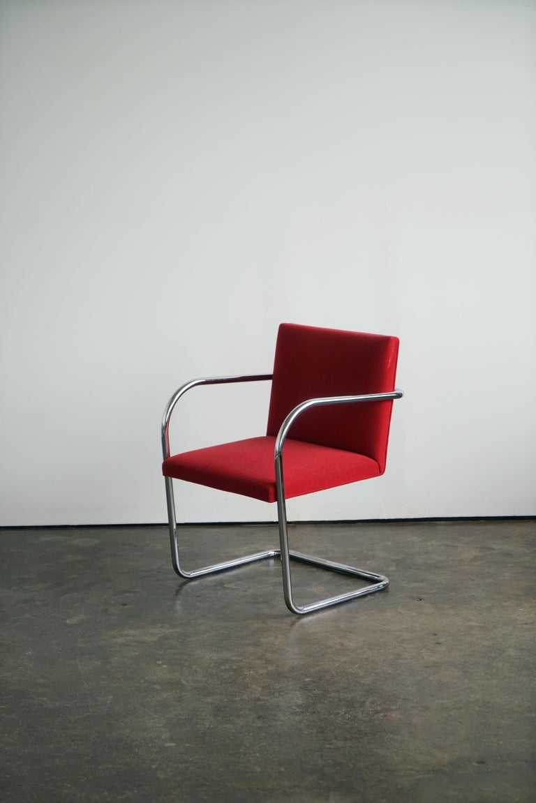 Mies Van Der Rohe Brno Chairs for Knoll in Red, Set of 6 For Sale at