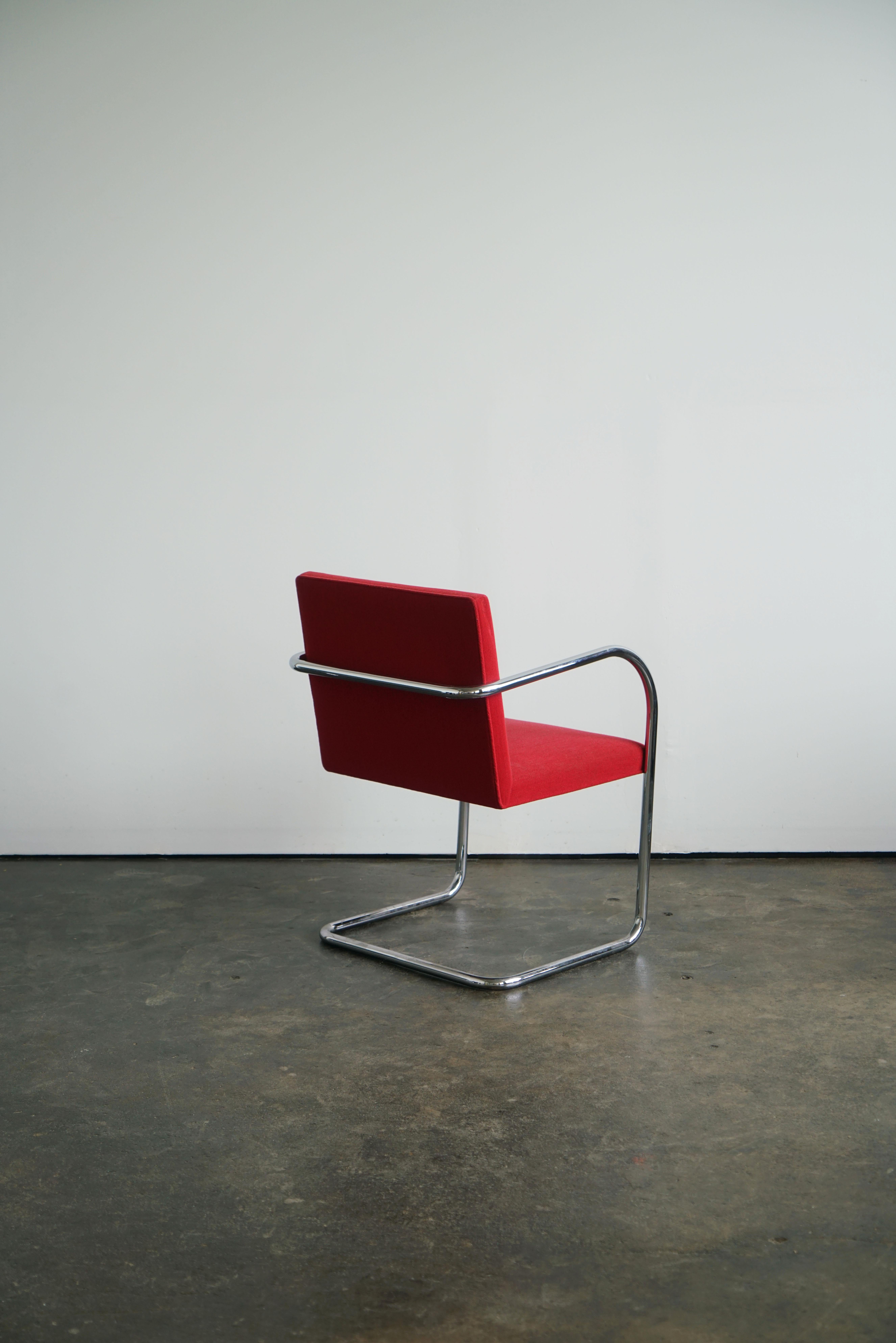 Mies Van Der Rohe Brno Chairs for Knoll in Red, Set of 6 In Good Condition In Chicago, IL