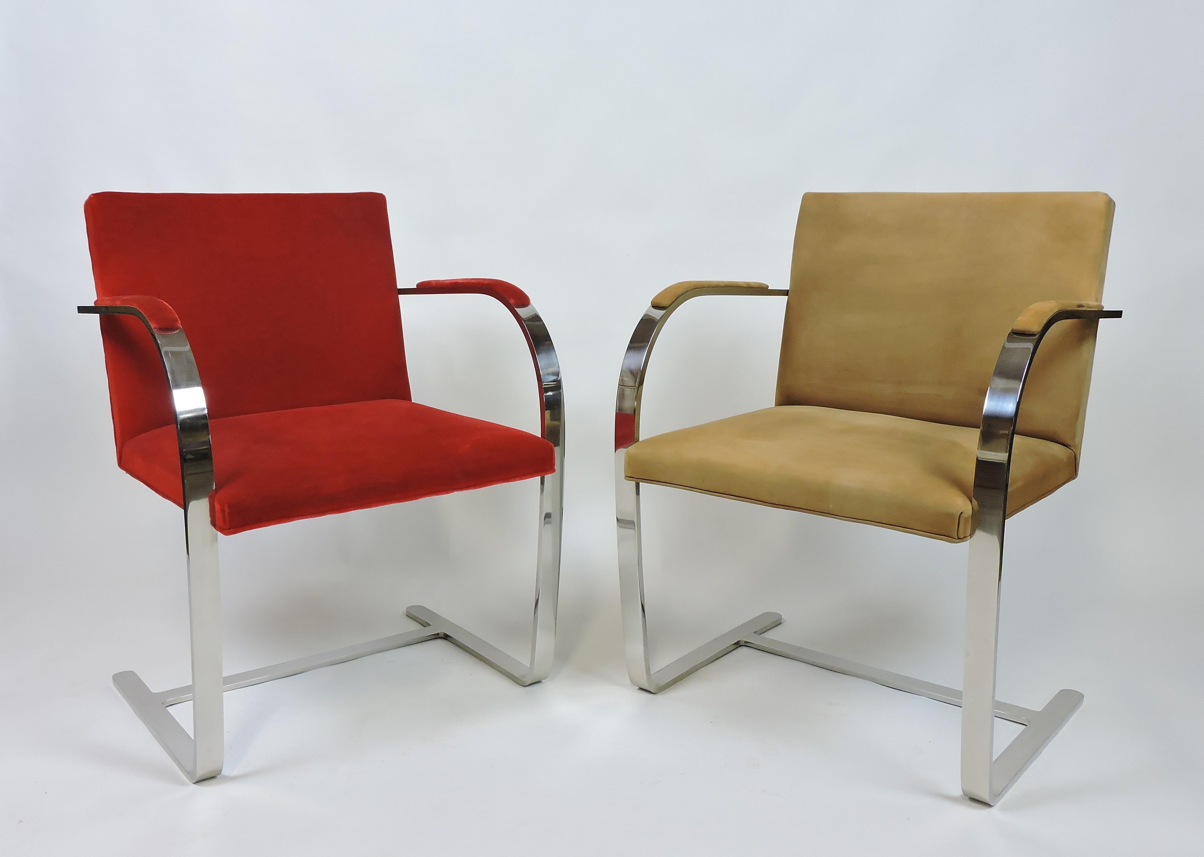 Mies van der Rohe Brno Stainless Steel Flat Bar Chair for Knoll 4