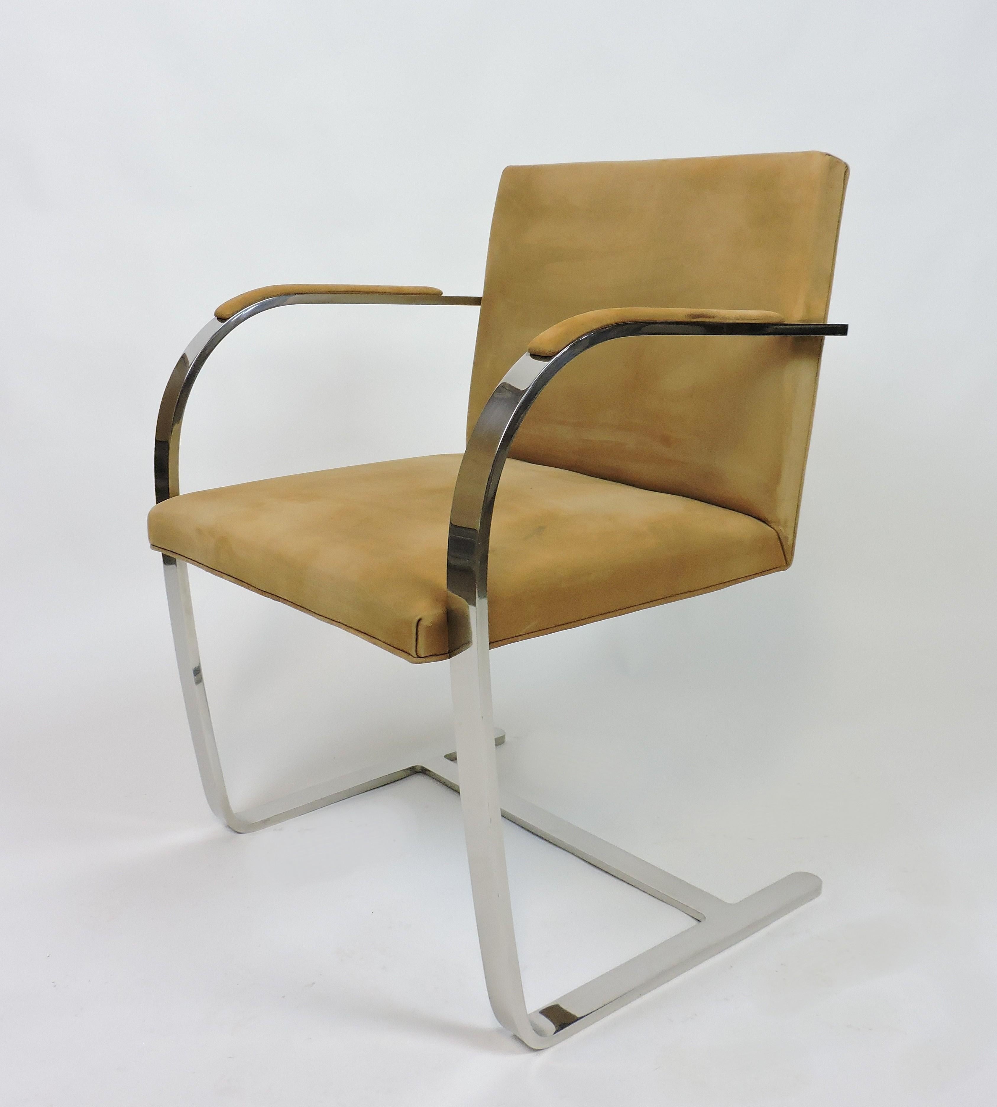 Mid-Century Modern Mies van der Rohe Brno Stainless Steel Flat Bar Chair for Knoll