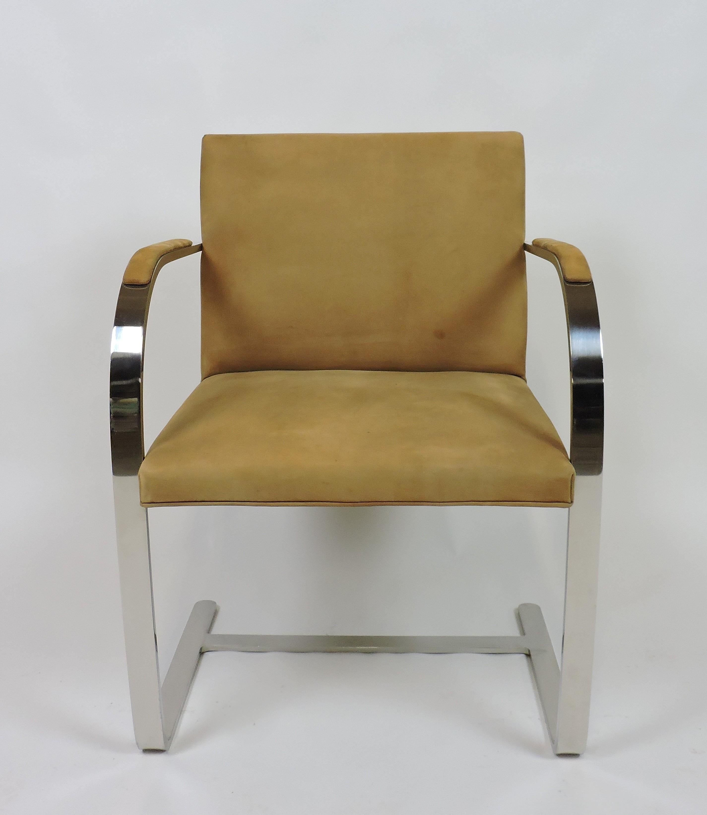 American Mies van der Rohe Brno Stainless Steel Flat Bar Chair for Knoll