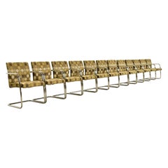 Mies Van Der Rohe Style Brno Mid-Century Modern Chrome Club Chairs, Set of 12