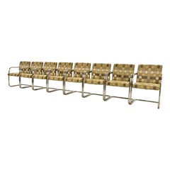 Mies Van Der Rohe Brno Style Mid-Century Modern Chrome Club Chairs, Set of Eight