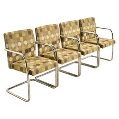 Mies Van Der Rohe Brno Style Mid-Century Modern Chrome Club Chairs, Set of Four