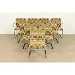 Mies Van Der Rohe Brno Style Mid-Century Modern Chrome Club Chairs, Set of Ten