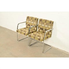 Mies Van Der Rohe Brno Style Mid-Century Modern Chrome Tubular Cantilever Chairs