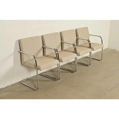 Mies Van Der Rohe Brno Style Mid-Century Modern Chrome Tubular Cantilever Chairs