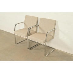 Mies Van Der Rohe Brno Style Mid-Century Modern Chrome Tubular Cantilever Chairs