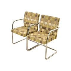 Mies Van Der Rohe Brno Style Mid-Century Modern Chrome Tubular Cantilever Chairs