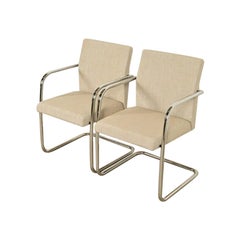 Mies Van Der Rohe Brno Style Mid-Century Modern Chrome Tubular Cantilever Chairs