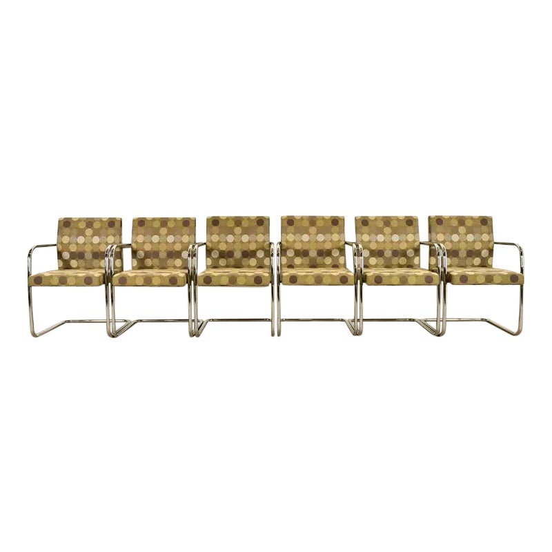 Mies Van Der Rohe Brno Style Mid-Century Modern Chrome Tubular Cantilever Chairs
